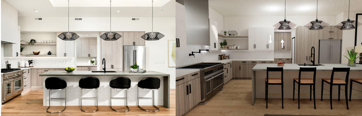 3D Photo Real Floor Plan Rendering Showing two side by side